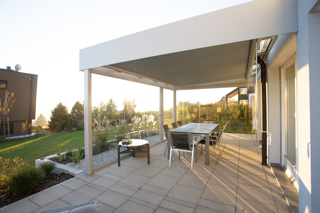 Terrace with a canopy and glazing